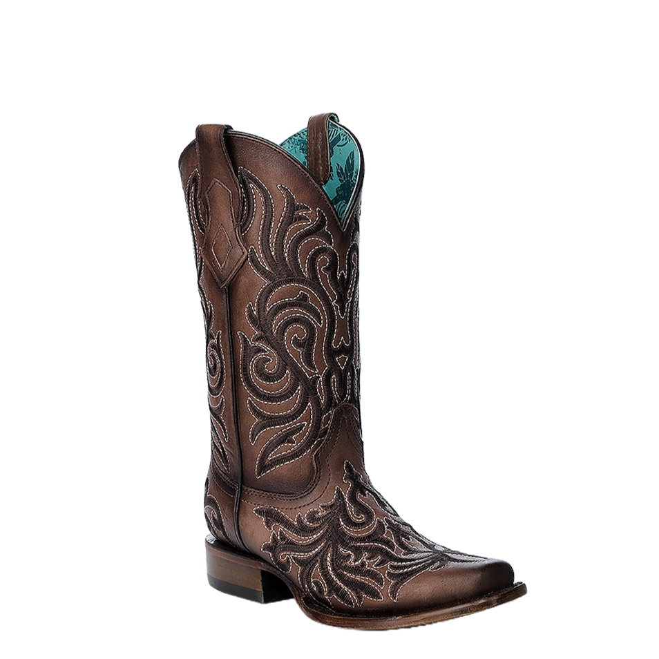 Corral Ladies Western Embroidery Brown Square Toe Boots Z5301