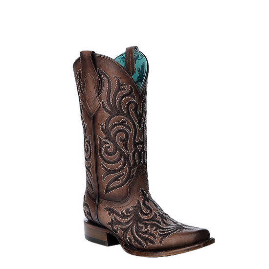 Corral Ladies Western Embroidery Brown Square Toe Boots Z5301