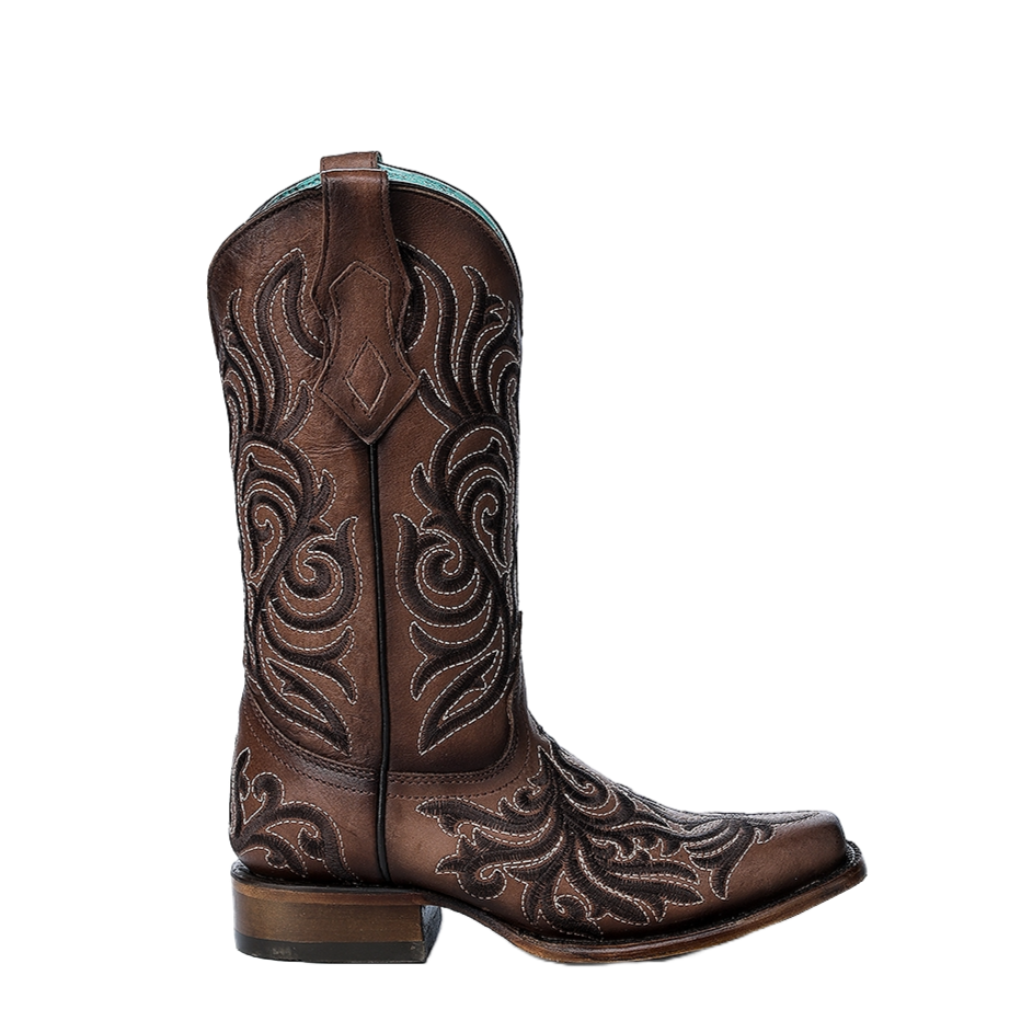 Corral Ladies Western Embroidery Brown Square Toe Boots Z5301