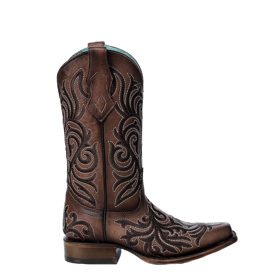 Corral Ladies Western Embroidery Brown Square Toe Boots Z5301