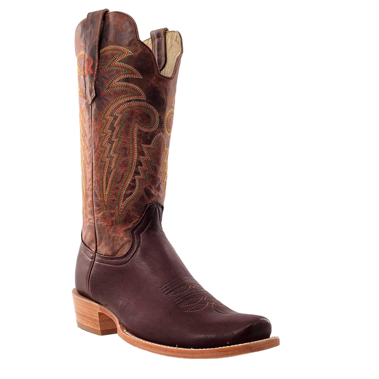 R.Watson Men's Chocolate Deer Desert Meil Cowhide Square Toe Boots  RW7302