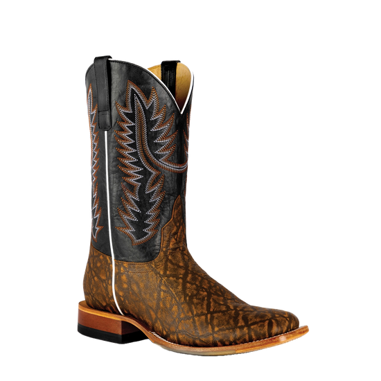 Horse Power Men's Elephant Print Embroidered Cognac Brown Western Boot HP1886