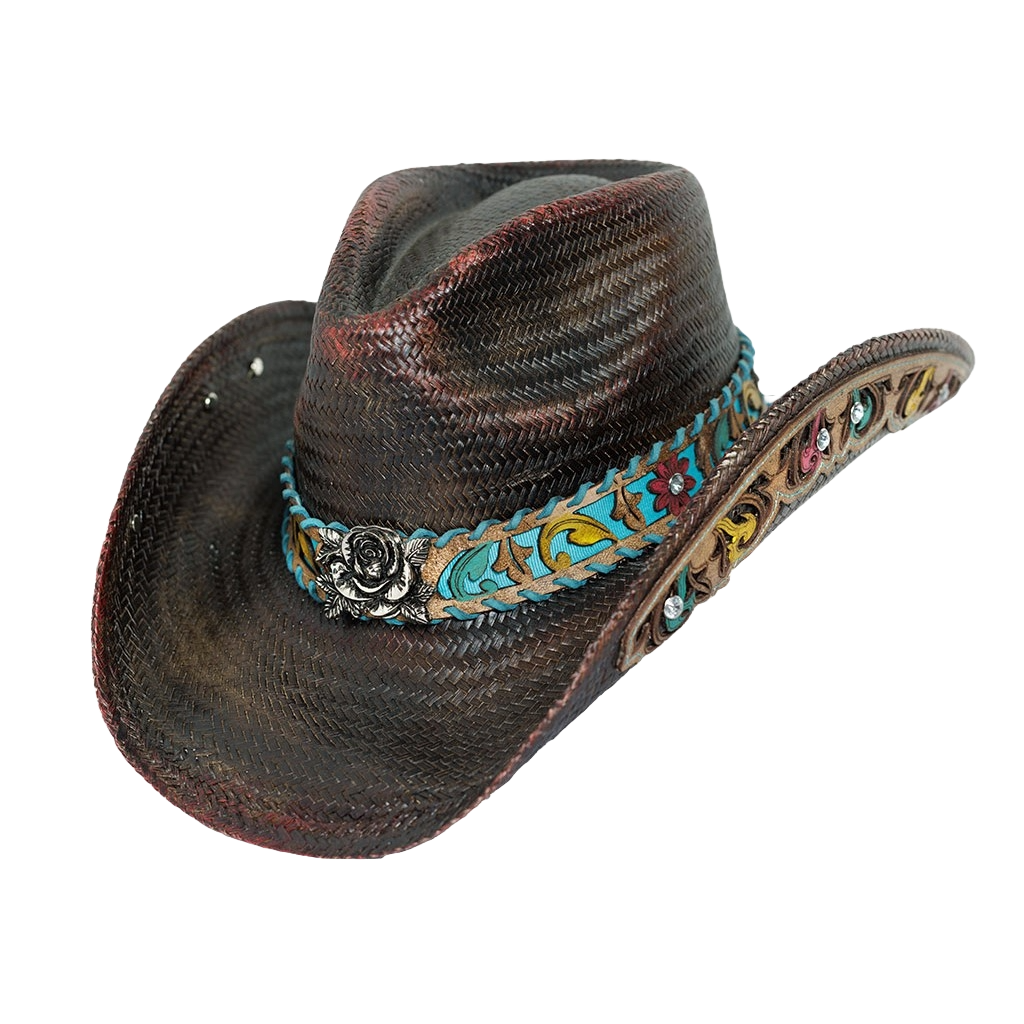 Austin Handmade Hats Ladies Sweet Child Leather Embossed Hatband Straw Hat 05-917