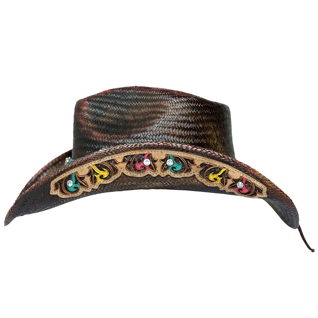 Austin Handmade Hats Ladies Sweet Child Leather Embossed Hatband Straw Hat 05-917