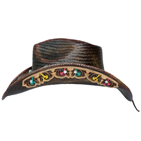 Austin Handmade Hats Ladies Sweet Child Leather Embossed Hatband Straw Hat 05-917