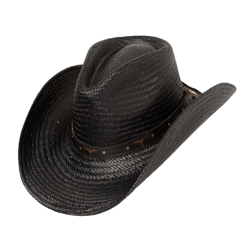 Austin Handmade Hats Longhorns Valley Black Straw Hat 05-908