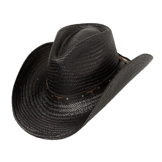 Austin Handmade Hats Longhorns Valley Black Straw Hat 05-908