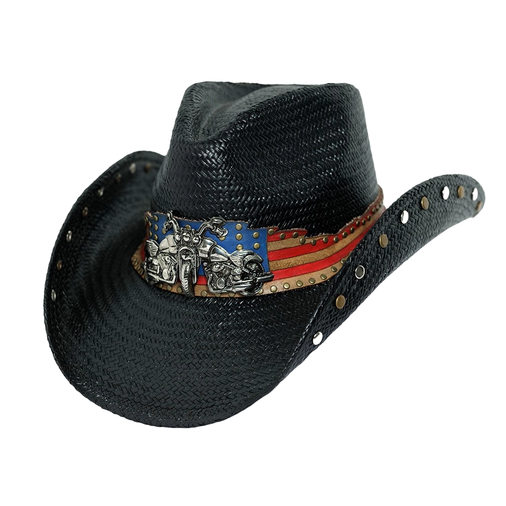 Austin Handmade Hats American Byker Black Straw Hat 05-812