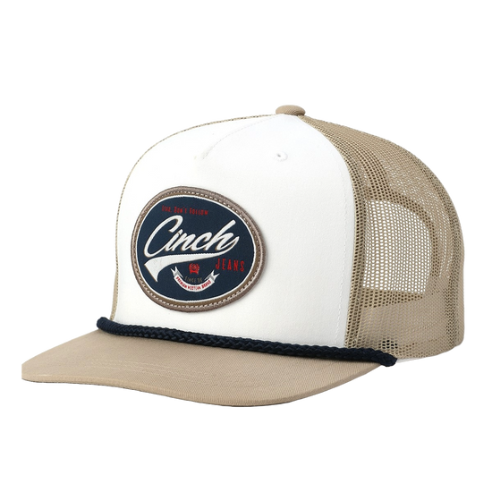 Cinch Men's Logo Patch Khaki Trucker Cap MCC0600205