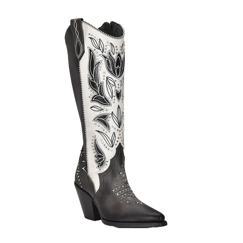 Cuadra Ladies Embroidered & Studded Tokio Grey Western Boots CU781