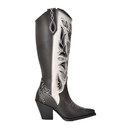 Cuadra Ladies Embroidered & Studded Tokio Grey Western Boots CU781