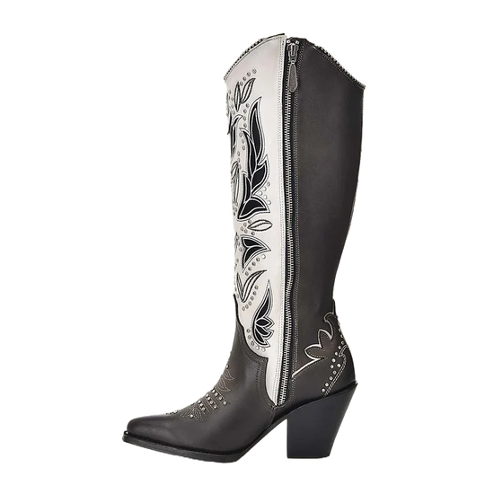 Cuadra Ladies Embroidered & Studded Tokio Grey Western Boots CU781