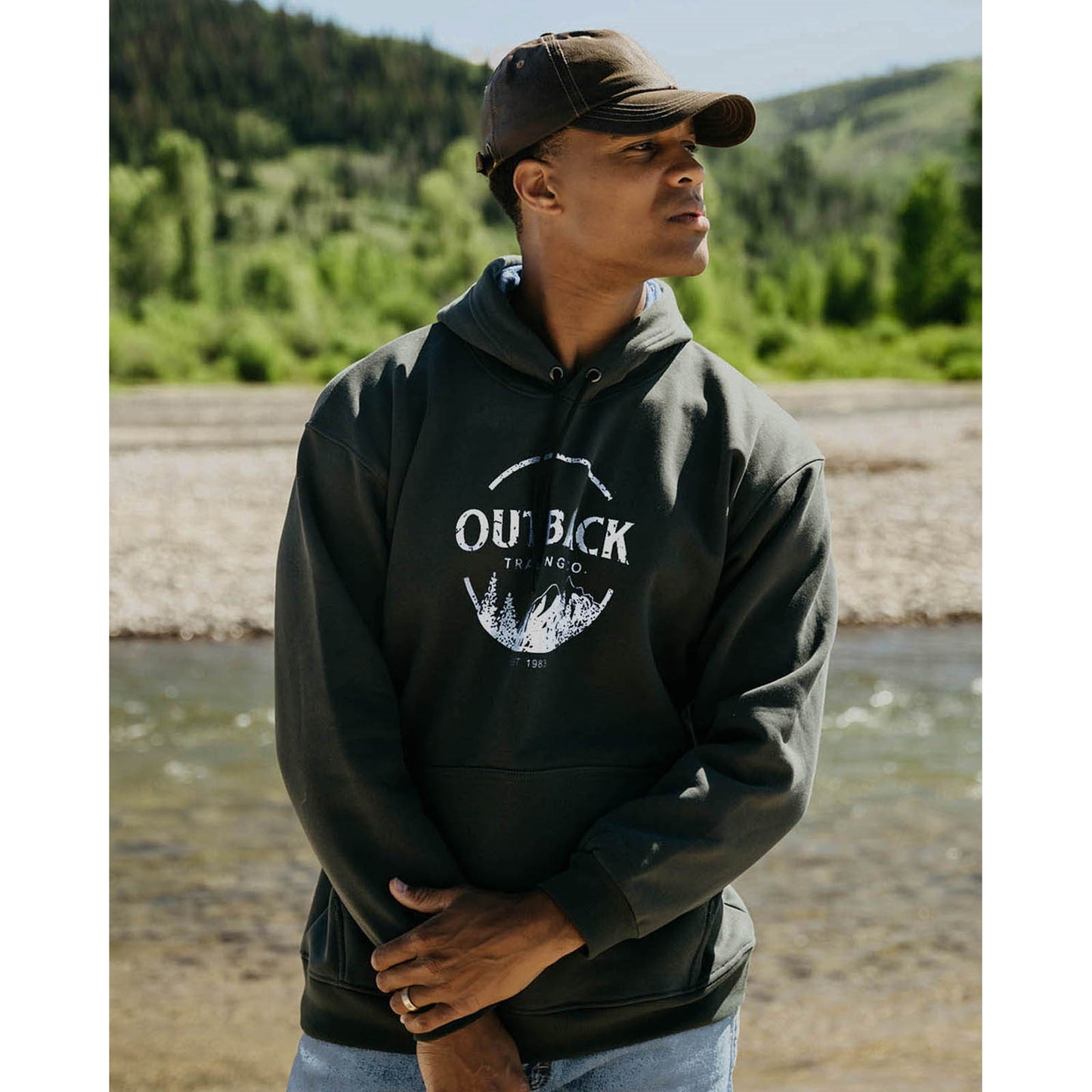 Outback Trading Company Olive Graphic Logo Hoodie 40281-OLV