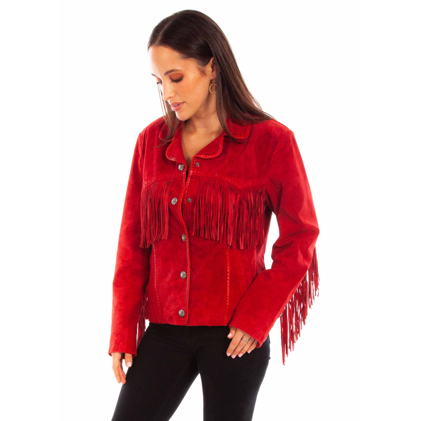 Scully Ladies Fringed Suede Red Western Jacket L1080-27