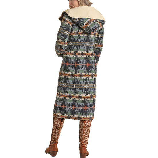 Powder River Outfitters Ladies Aztec Long Wool Indigo Coat DW92C01497