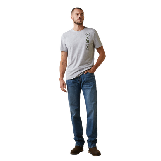 Ariat® Men's Vertical Logo Heather Grey Graphic T-shirt 10043371