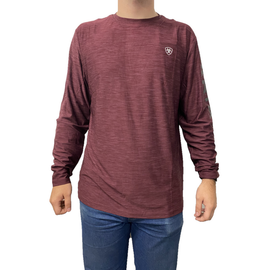 Ariat® Men's Malbec Heather Charger Logo Long Sleeve T-Shirt 10041001