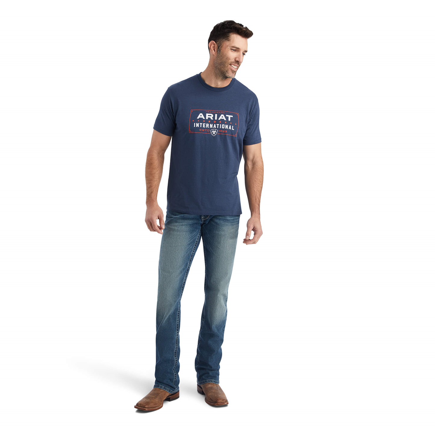 Ariat® Men's Western Lockup Navy Heather Graphic T-shirt 10042754