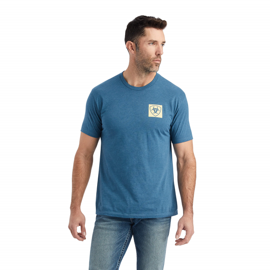 Ariat® Men's Linear Octane Steel Blue Heather Graphic T-shirt 10042760