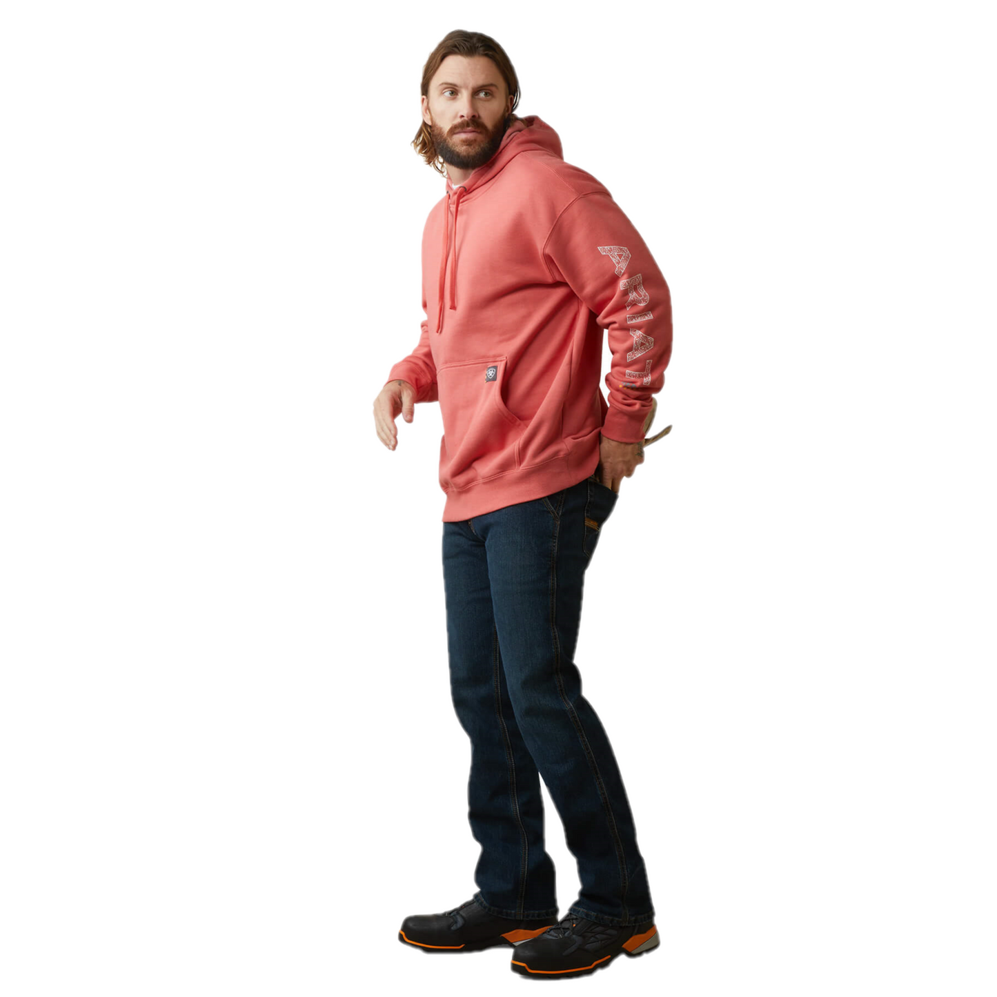 Ariat® Men's Rebar Roughneck Heather Coral Pullover Hoodie 10043363