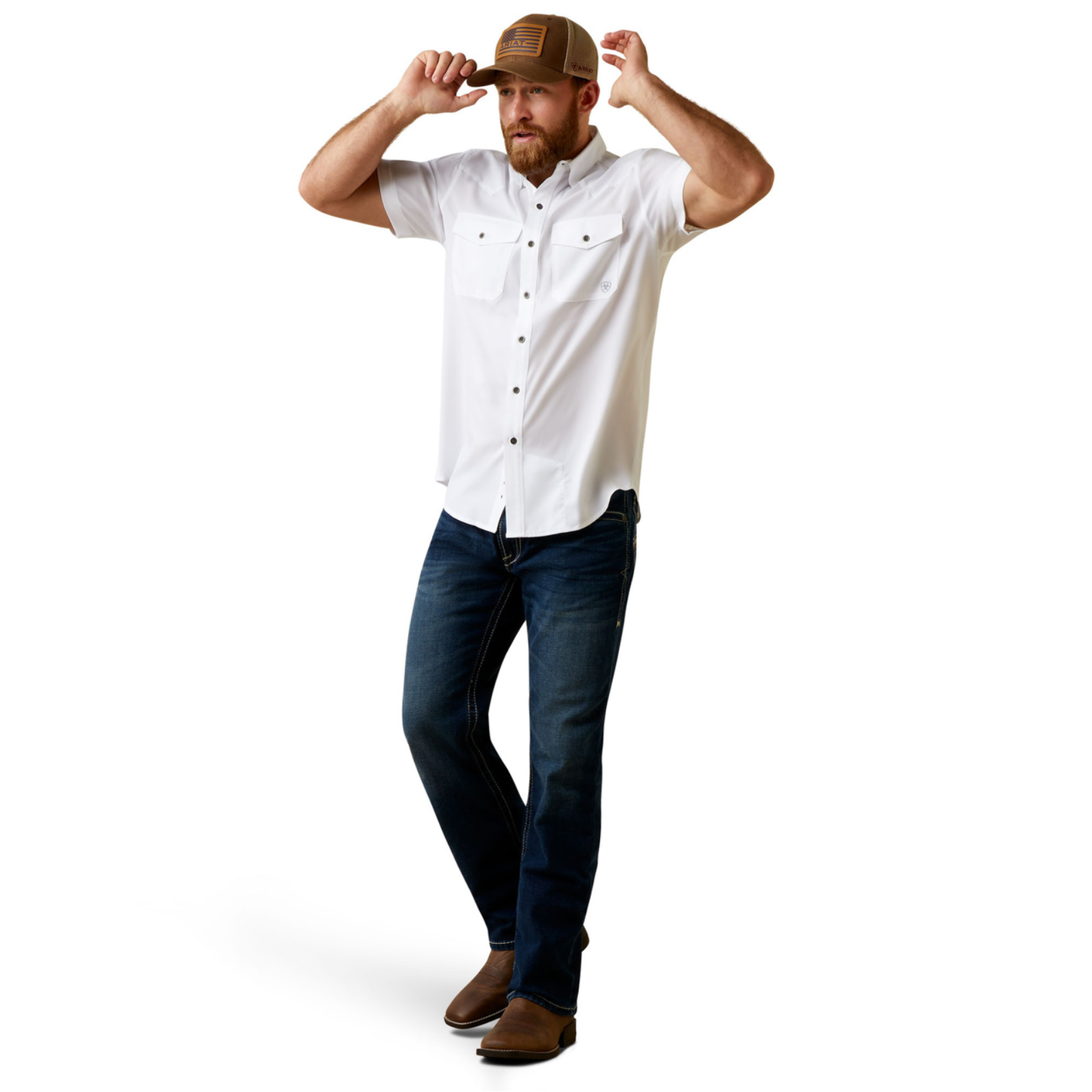 Ariat® Men's VentTEK™ Western Fitted White Button Down Shirt 10045037