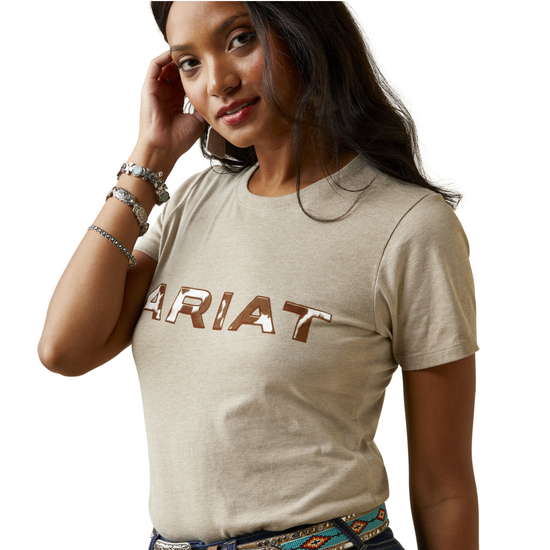 Ariat® Ladies Cowhide Oatmeal Heather T-Shirt 10045453