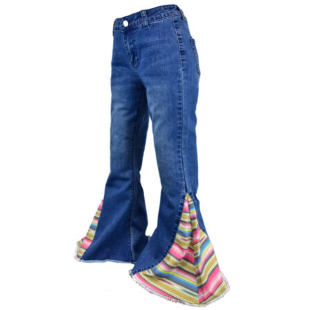 Cowgirl Hardware Kids' Serape Bell Bottom Jeans Medium Wash 4 Toddlers