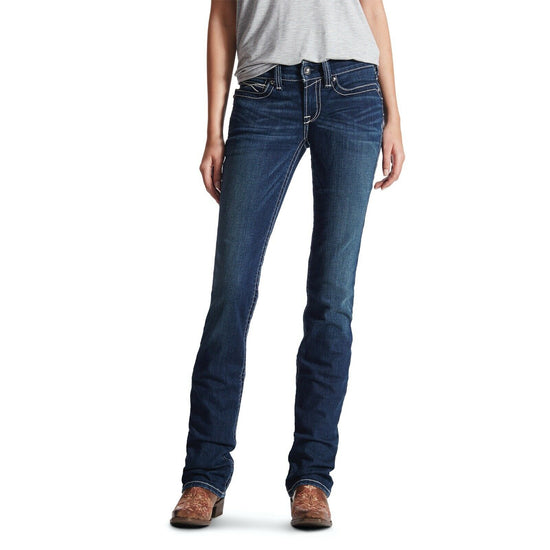 Ariat Women's R.E.A.L. Mid Rise Icon Stackable Straight Leg Jeans