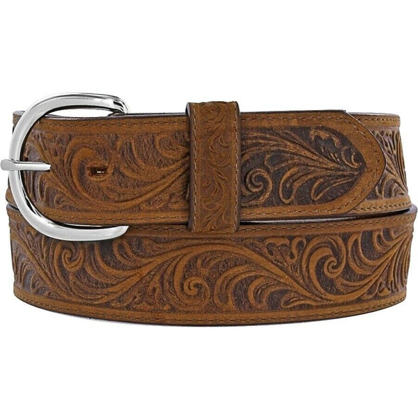 Justin Men's Brown Western Scroll Tooled Belt 53909 – Wild West