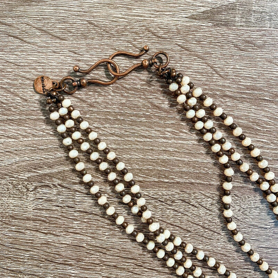 West & Co Ivory and Brown Beaded Necklace N1089CRM