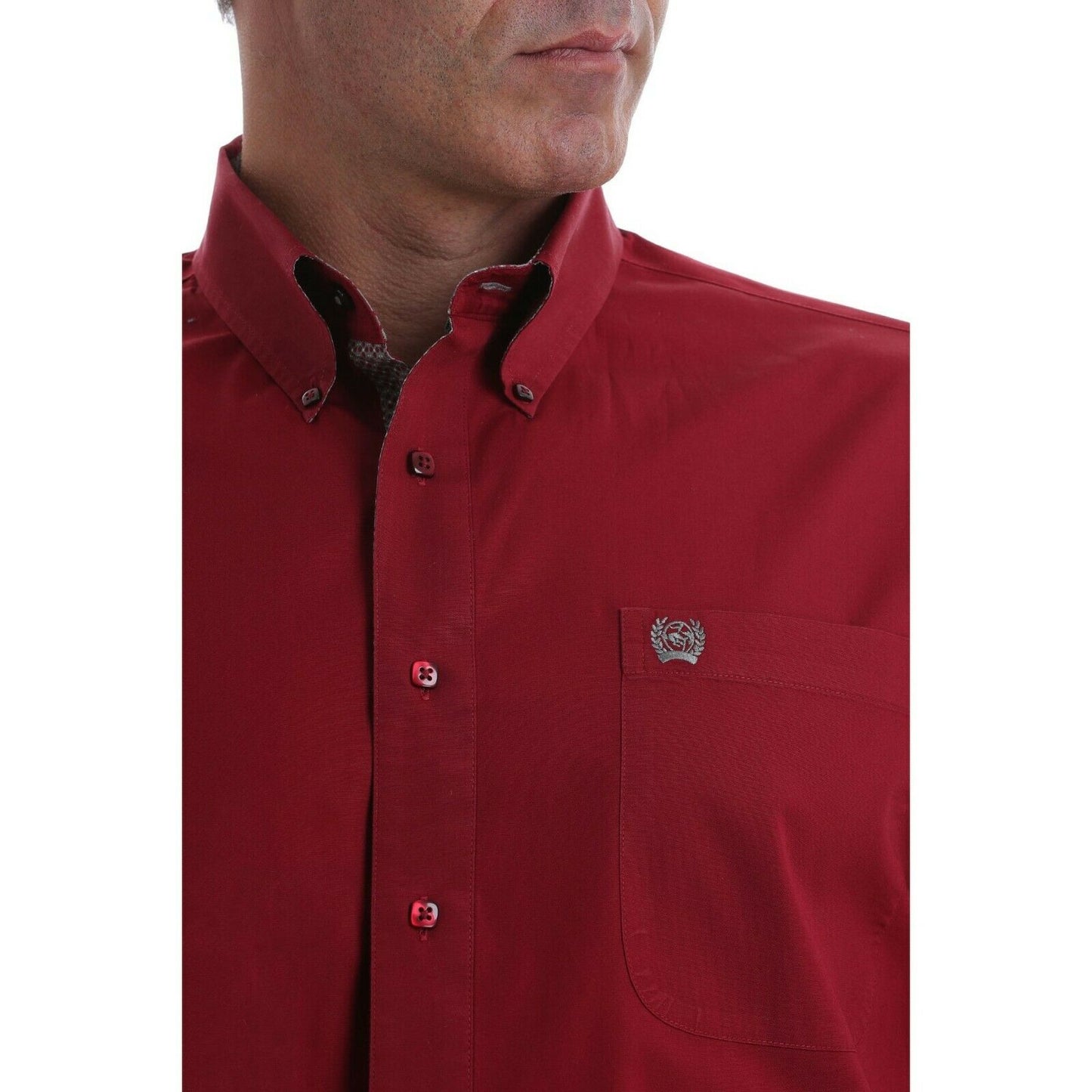 Cinch Men's Solid Burgundy Long Sleeve Button-Down Shirt MTW1105071