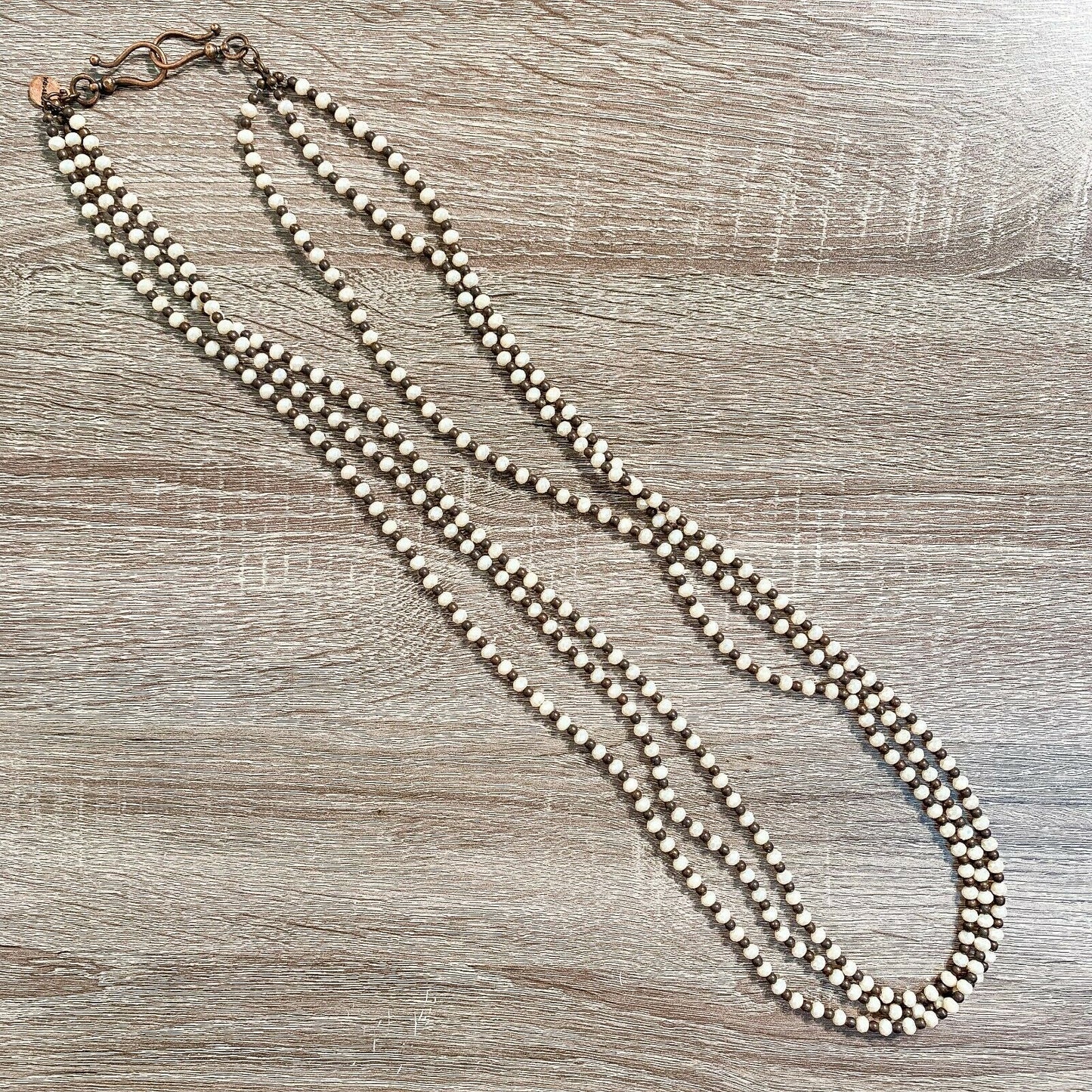 West & Co Ivory and Brown Beaded Necklace N1089CRM