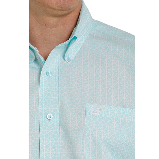 Cinch® Men's Blue Geometric Print Button Down Shirt MTW1105373