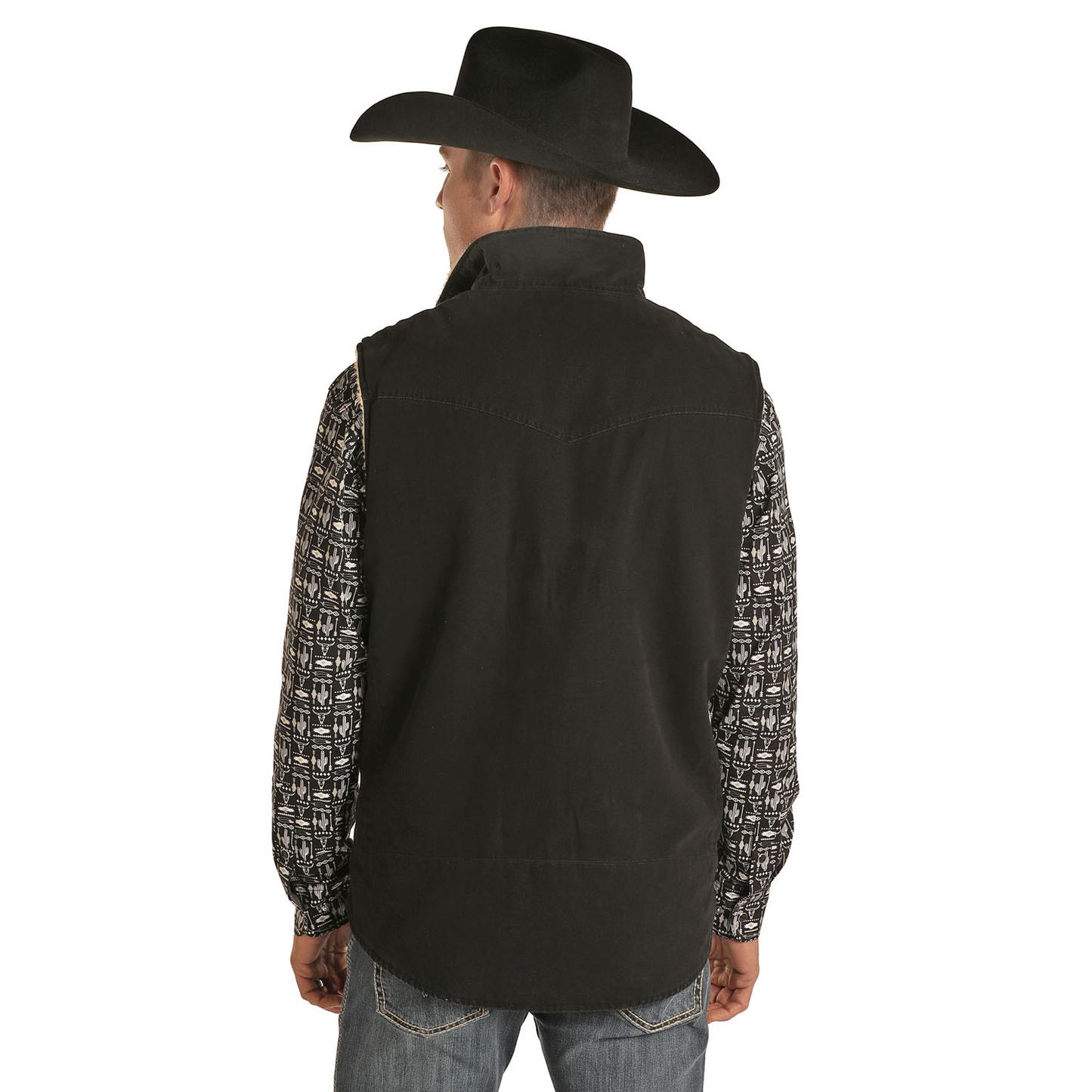 Powder River Outfitters Conceal Carry Cotton Canvas Vest- Black