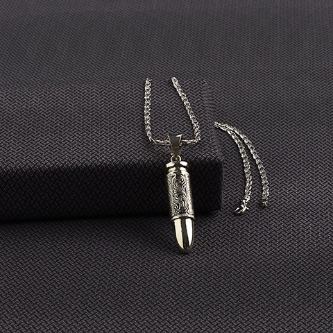 Cool Solid Bullet Pendant Necklace for Men Hip-hop Style Fashion Long Chain  Necklace Stainless Steel - AliExpress