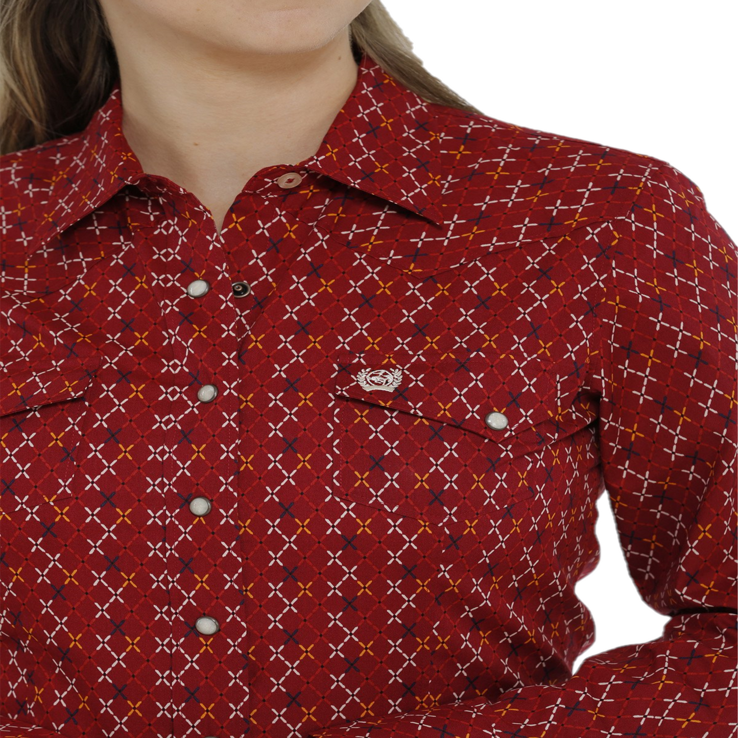 Cinch® Ladies Criss Cross Red Button Down Shirt MSW9201036