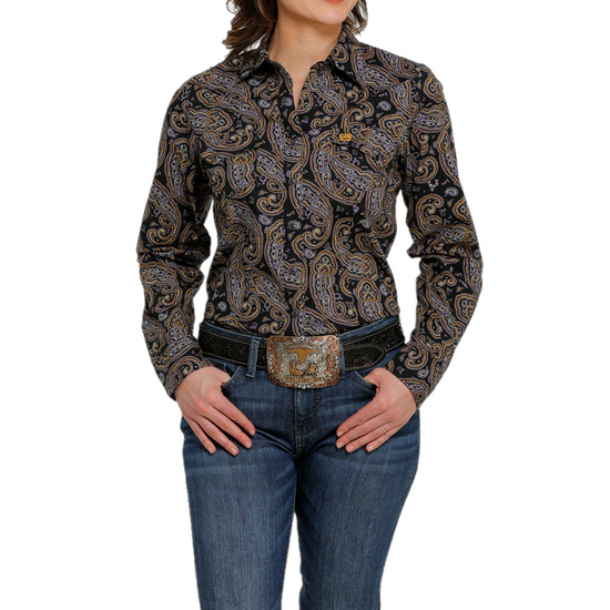 Cinch® Ladies Black Paisley Printed Button Down Shirt MSW9201038