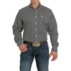 Cinch® Men's Grey Geo Print Long Sleeve Button Down Shirt MTW1105283