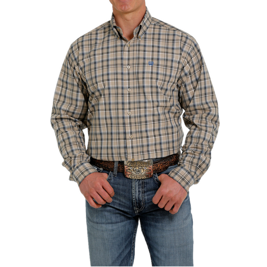 Cinch® Men's Plaid Khaki Long Sleeve Button Down Shirt MTW1105327