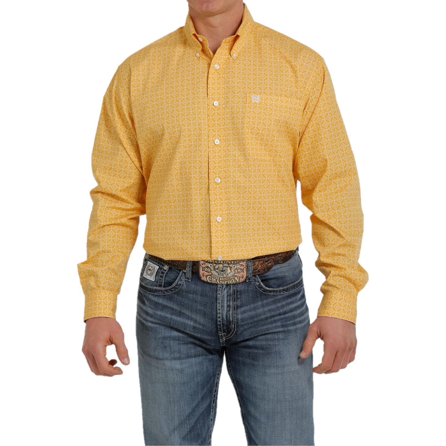 Cinch® Men's Gold Geo Print Long Sleeve Button Down Shirt MTW1105339