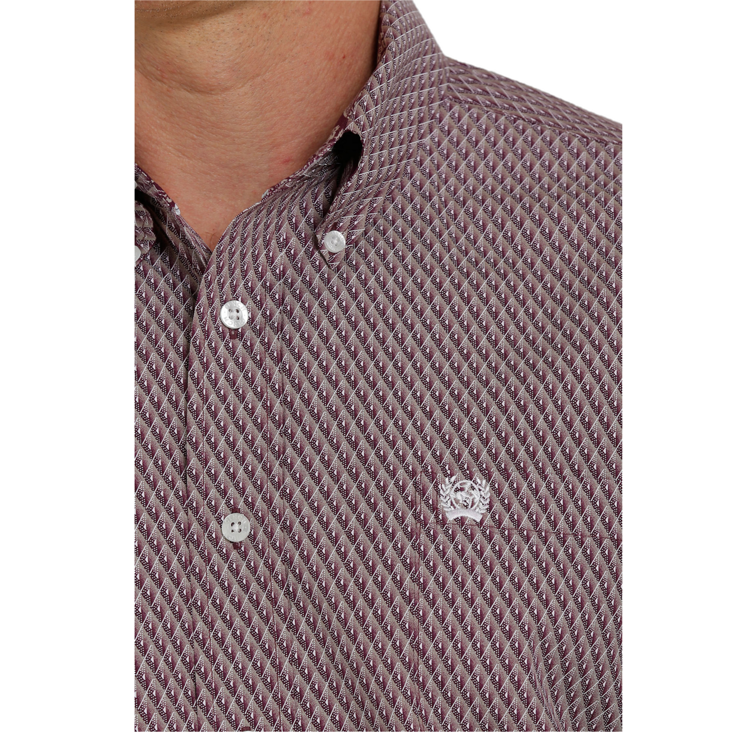 Cinch® Men's Diamond Print White & Purple Button Down Shirt MTW1105349