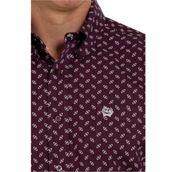 Cinch® Men's Geo Print Purple & White Button Down Shirt MTW1105351