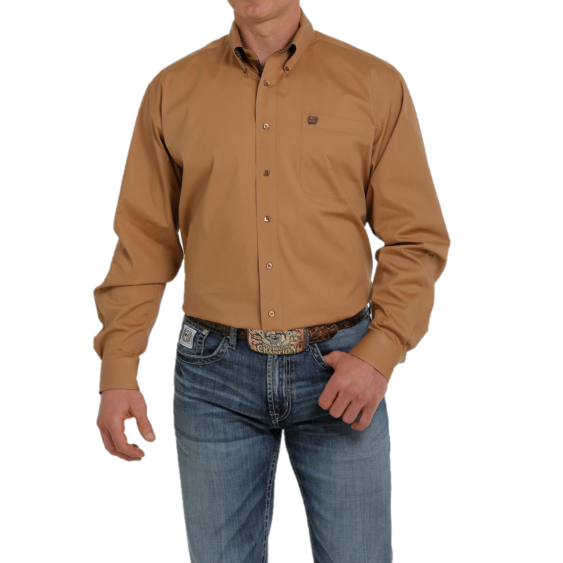 Cinch® Men's Solid Brown Long Sleeve Button Down Shirt MTW1105377