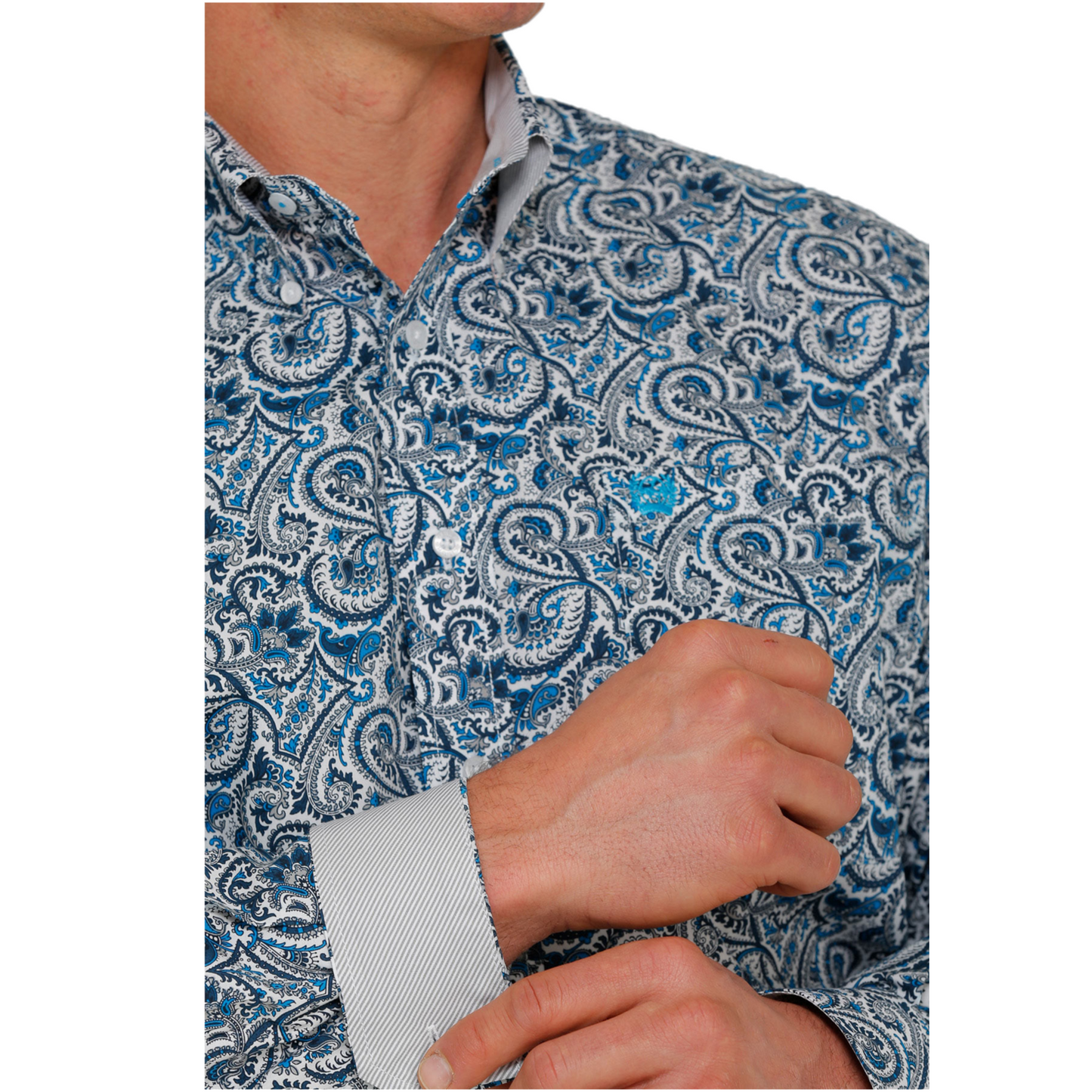 Cinch® Men's Navy & White Paisley Pattern Button Down Shirt MTW1105401