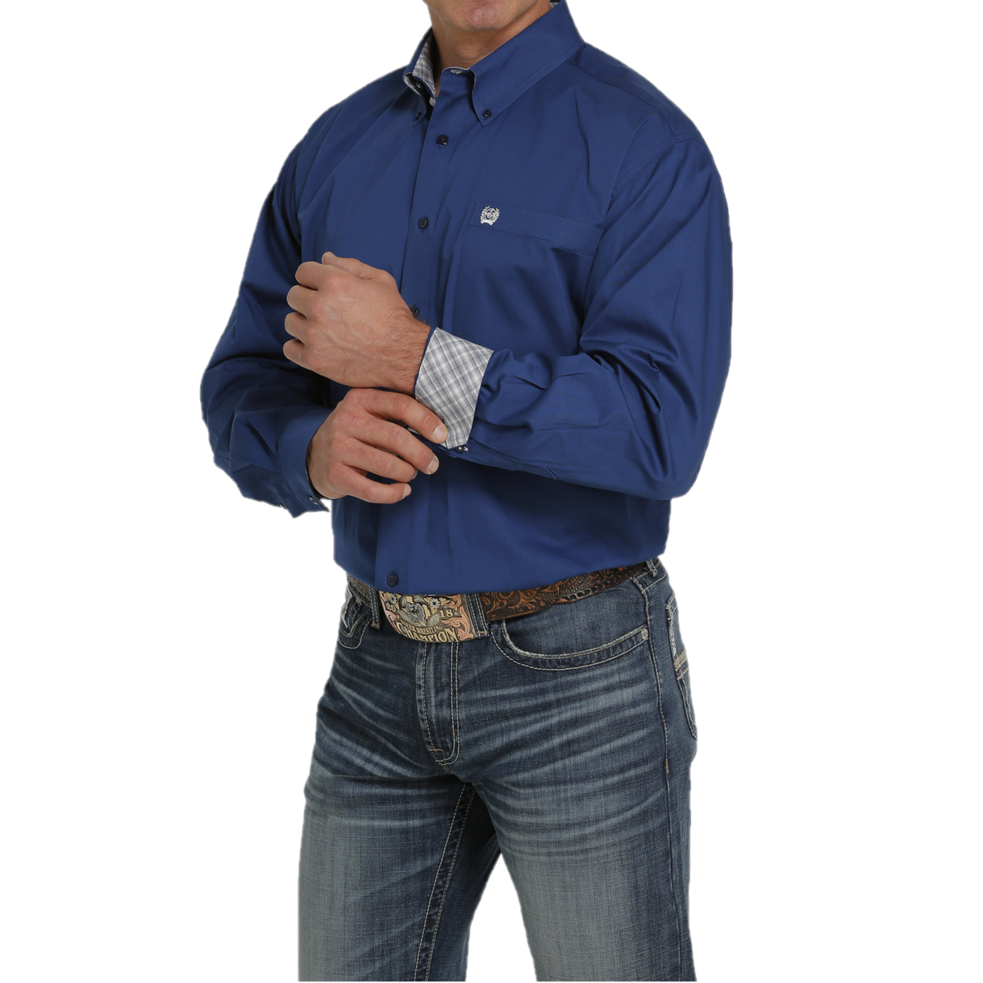 Cinch® Men's Royal Blue Stretch Button Down Shirt MTW1105445