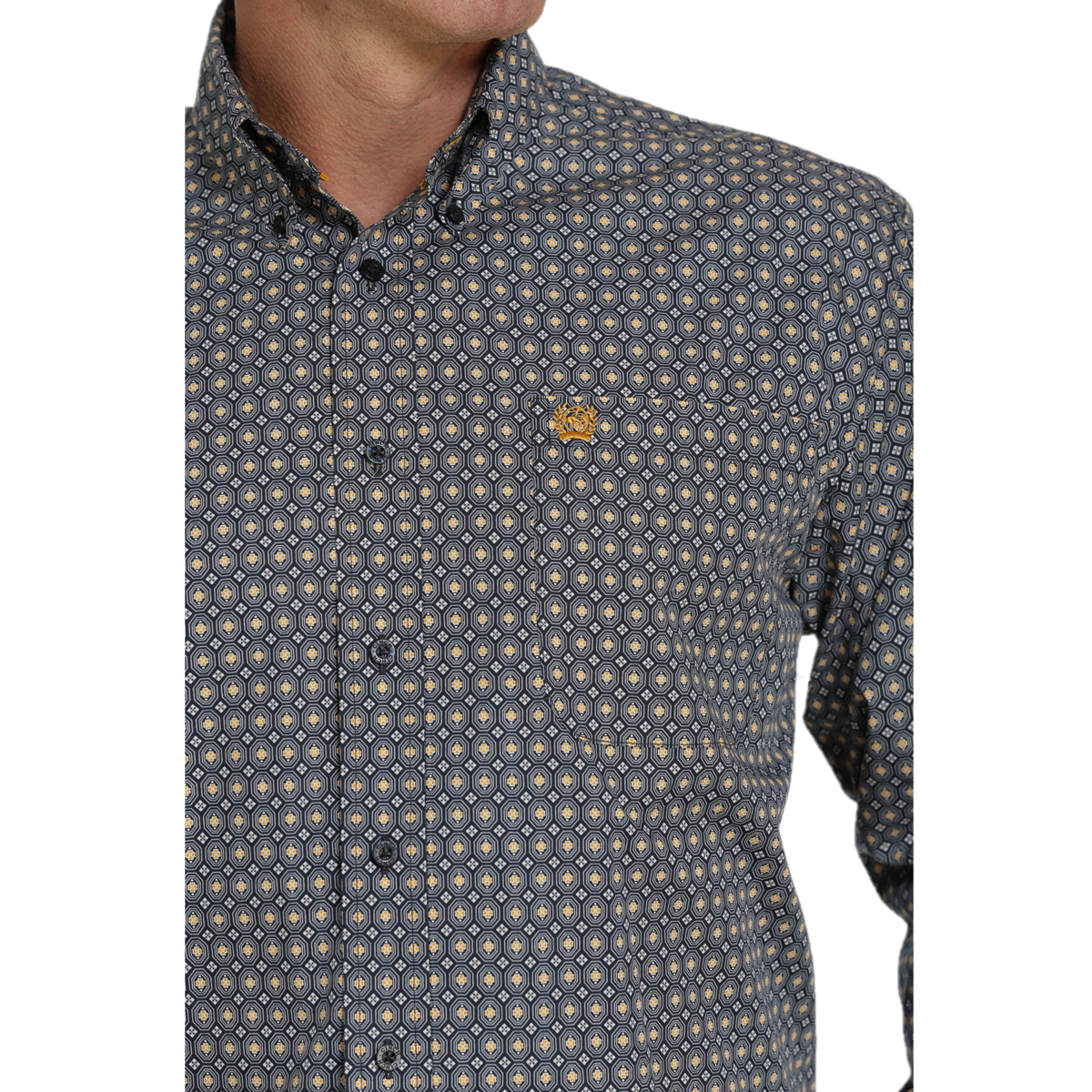 Cinch® Men's Geometric Print Navy Button Down Shirt MTW1105449