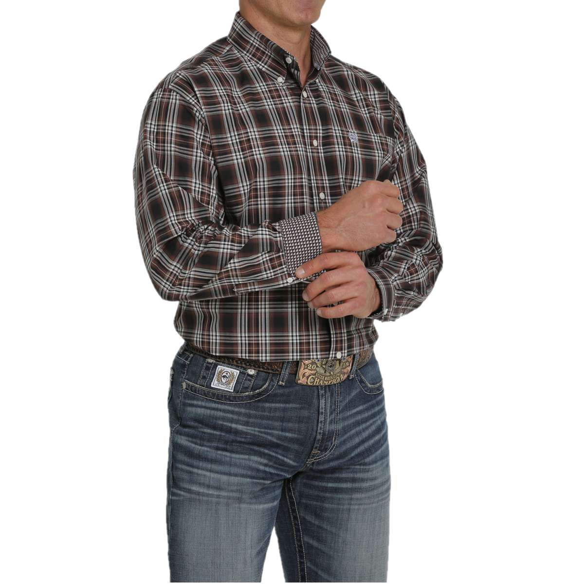 Cinch® Men's Plaid Brown Button Down Shirt MTW1105452