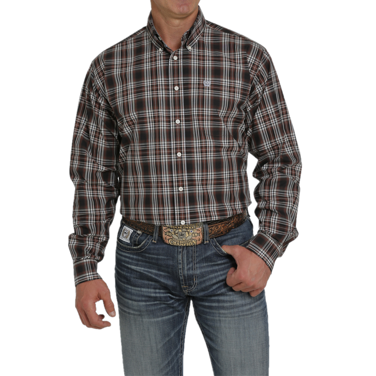 Cinch® Men's Plaid Brown Button Down Shirt MTW1105452