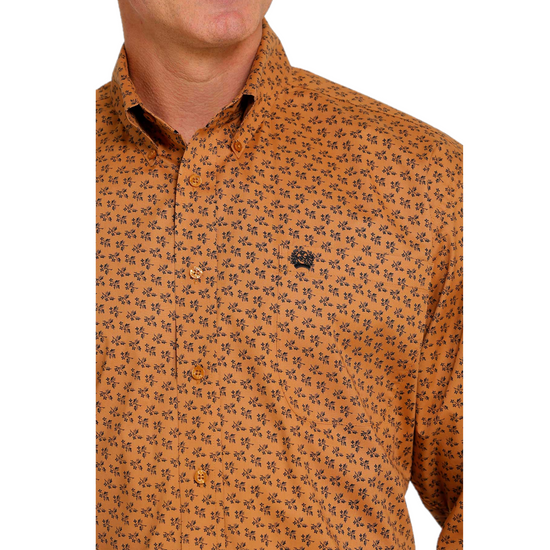 Cinch® Men's Mini Flower Print Gold Button Down Shirt MTW1105466