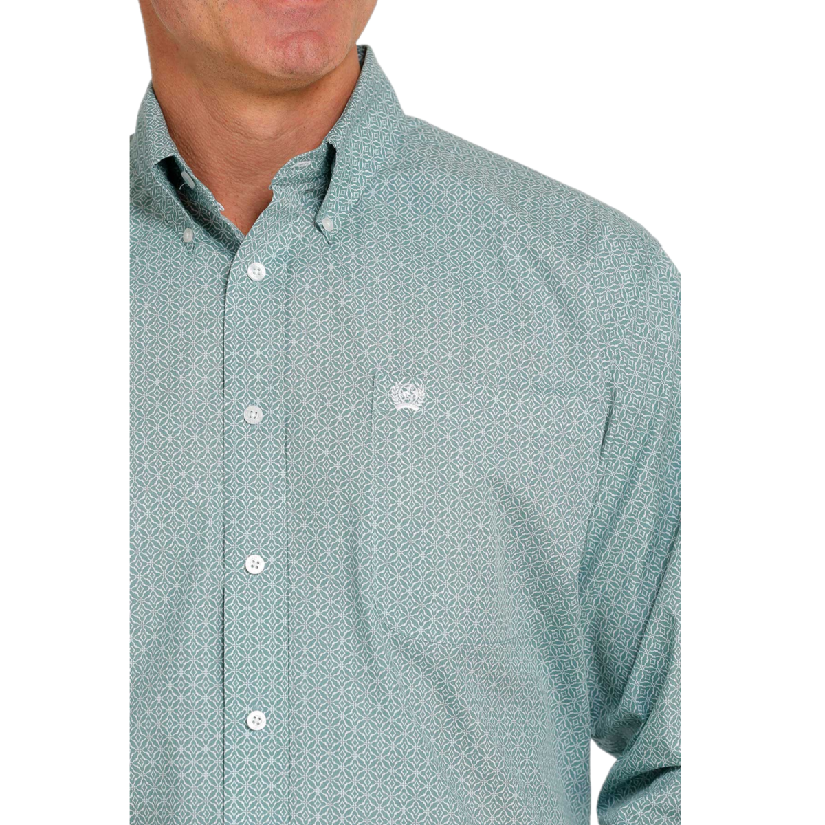 Cinch® Men's Geometric Printed Light Blue Button Down Shirt MTW1105469